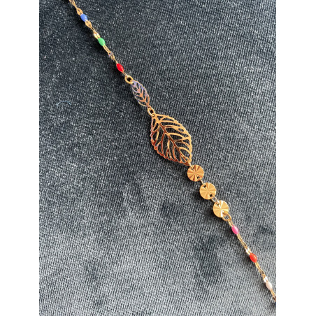 Bracelet feuilles multicolores