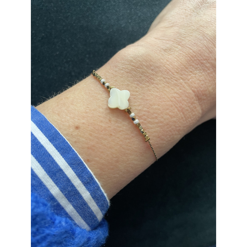 Bracelet treffle nacre