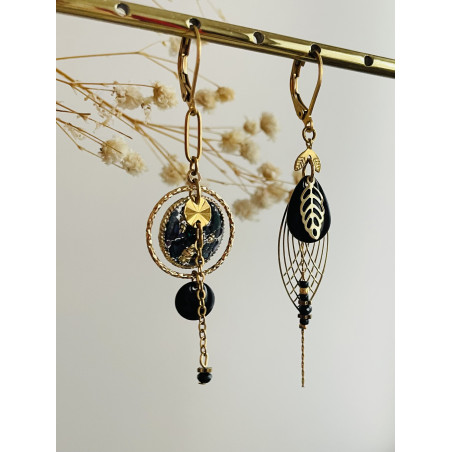 Dormeuses "Iroquoise asymétrique pailletée"