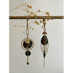 Dormeuses "Iroquoise asymétrique pailletée"