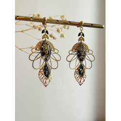 Clou "Lotus fleur pailleté" noir