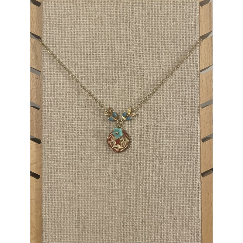 Collier "Médaille étoile" bleu