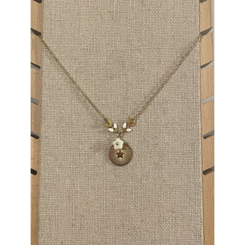 Collier "Médaille étoile" blanc