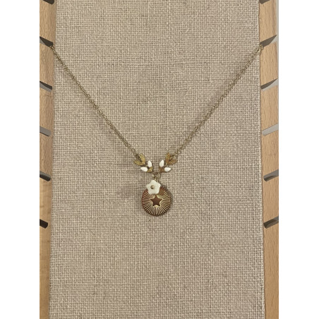 Collier "Médaille étoile" blanc