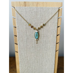 Collier Fleuri bleu et blanc