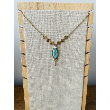 Collier Fleuri bleu et blanc