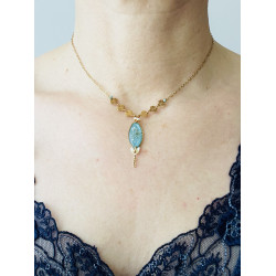 Collier Fleuri bleu et blanc