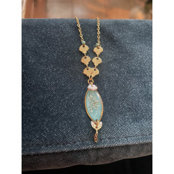 Collier Fleuri bleu et blanc