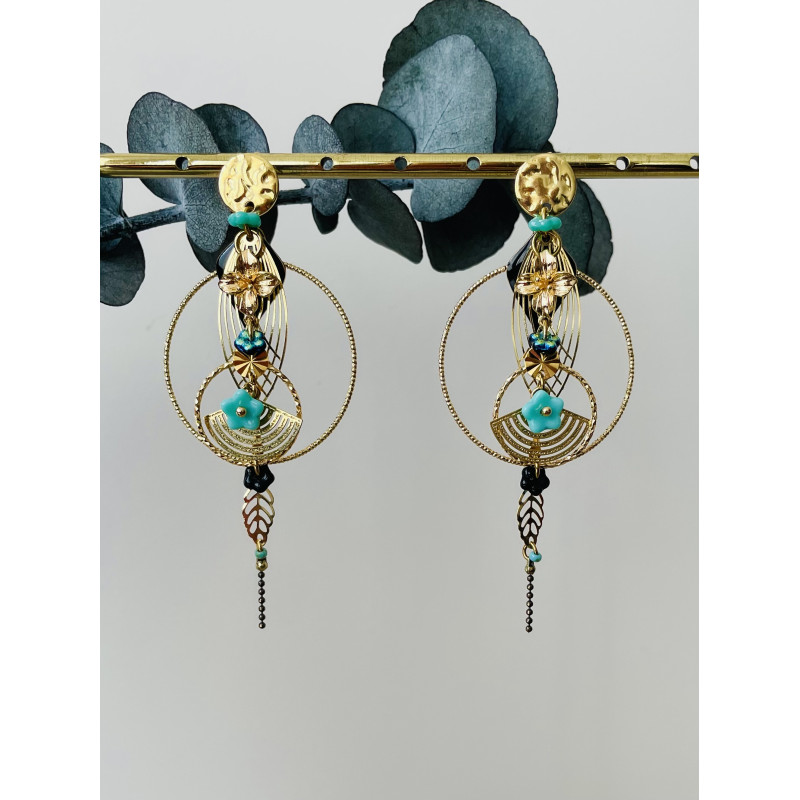 Clous "Octopus" bleu et noir