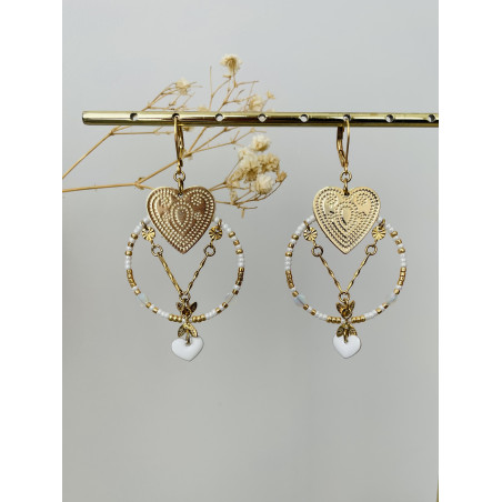 Dormeuses "Coeurs pointus" Blanches