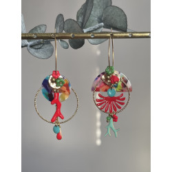 Créoles "Corail asymétriques" multicolores