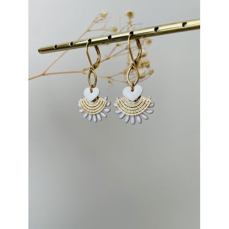 Dormeuses "Coeur en eventail" blanc