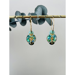 Créoles "Bouton Paillette" bleu turquoise