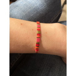 Bracelet "Mini Peruvien" Rouge et Corail