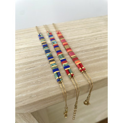 Bracelet "Mini Peruvien" Rouge et Corail