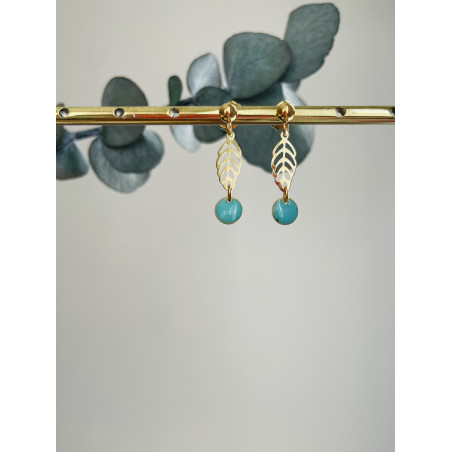 Clous "mini feuille" turquoises