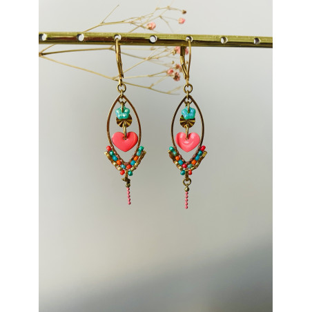 Dormeuses "coeurs tissés" multicolores