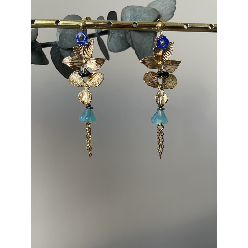 Clou "Cascade fleuri" bleu