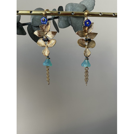 Clou "Cascade fleuri" bleu