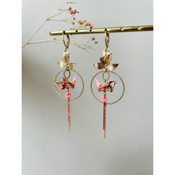 Dormeuses "Fleurs Origamis" roses