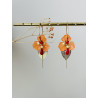 Créoles "Orchidées 3 pétales" corail et rouge