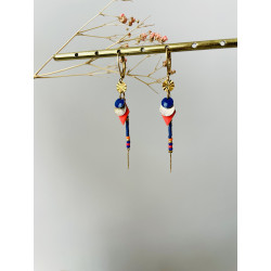 Dormeuses "Losange Arlequin" oranges et bleus