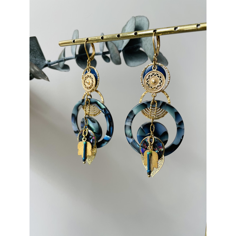 Dormeuses "Amazone" bleues