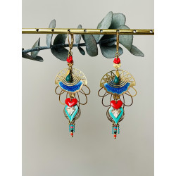 Dormeuses "Peruvian Colors" bleues et rouges